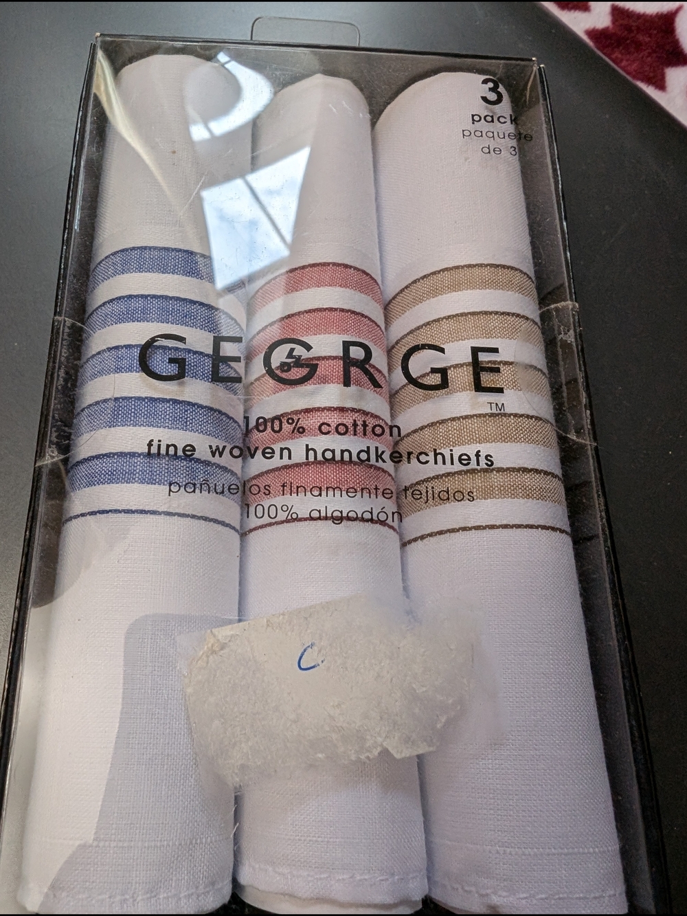 George 100% Fine Cotton Woven Handkerchiefs 3 Pack Striped